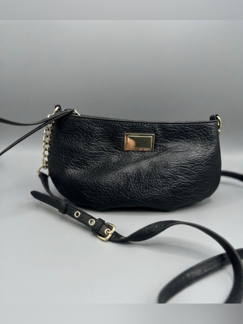 Vintage Juicy couture Black Leather Crossbody with Gold Plate Accent